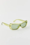 Urban Outfitters Peyton Angled Rectangle Sunglasses In Green, Women's At