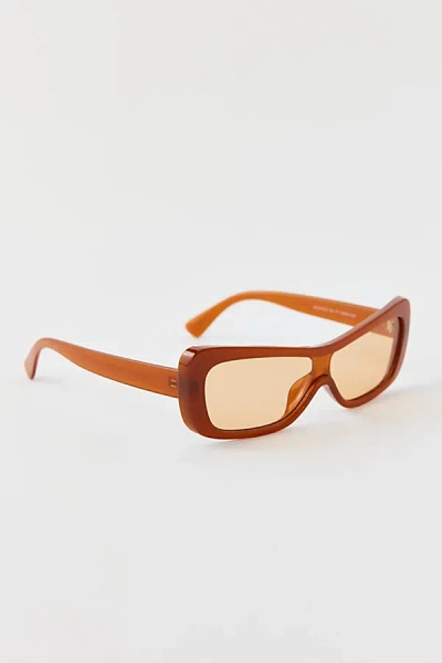 Urban Outfitters Peyton Angled Rectangle Sunglasses In Milky Amber, Women's At  In Brown