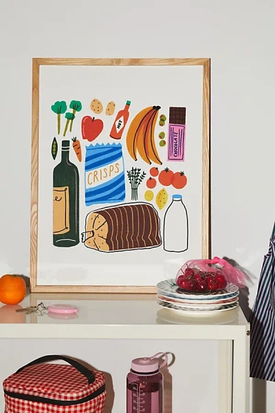 Urban Outfitters Philippa Coules Food! Art Print In Natural Wood Frame At  In Brown