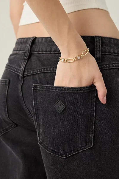 Urban Outfitters Philippa Mixed Metal Chunky Chain Bracelet In Silver/gold, Women's At
