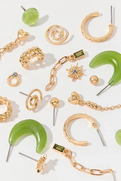 Urban Outfitters Phoebe Mix & Match Multi Earrings Set In Light Green, Women's At  In Gold