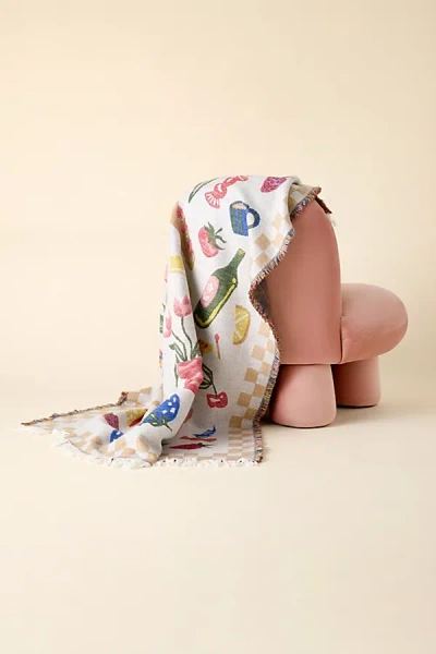 Urban Outfitters Picnic Scene Woven Throw Blanket At