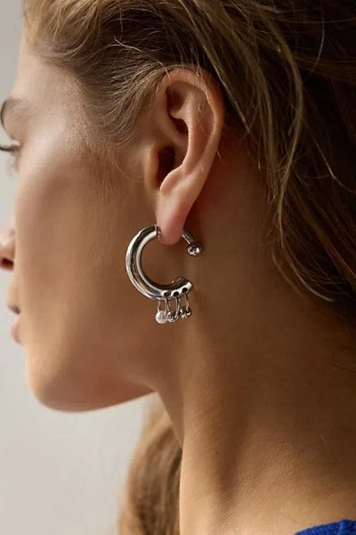 Urban Outfitters Pierced Front/back Hoop Earring In Silver, Women's At  In Metallic