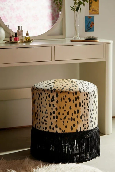 Urban Outfitters Pierre Fringe Round Stool In Brown At