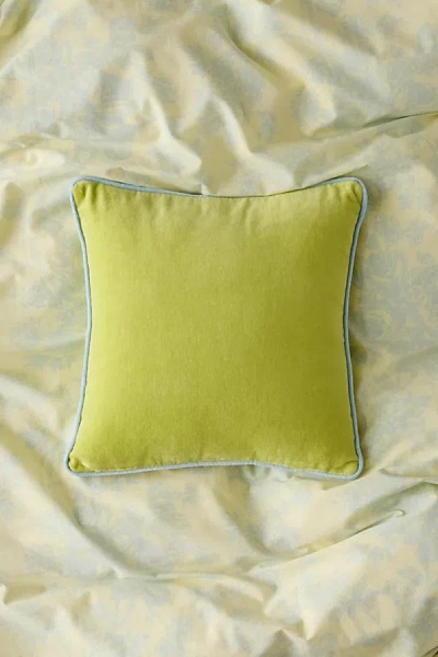 Urban Outfitters Piped Velvet Throw Pillow In Lime At  In Yellow