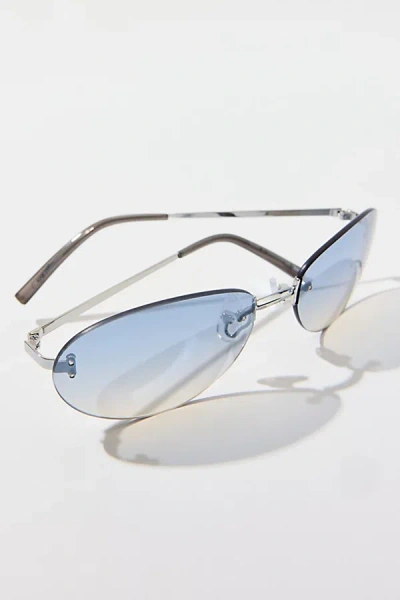 Urban Outfitters Piper Rimless Oval Sunglasses In Blue/grey, Women's At  In Multi