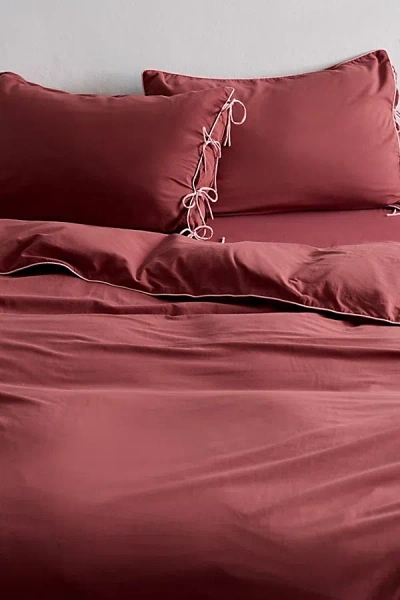 Urban Outfitters Piper Solid Tied Duvet Cover In Smoked Mauve At  In Red
