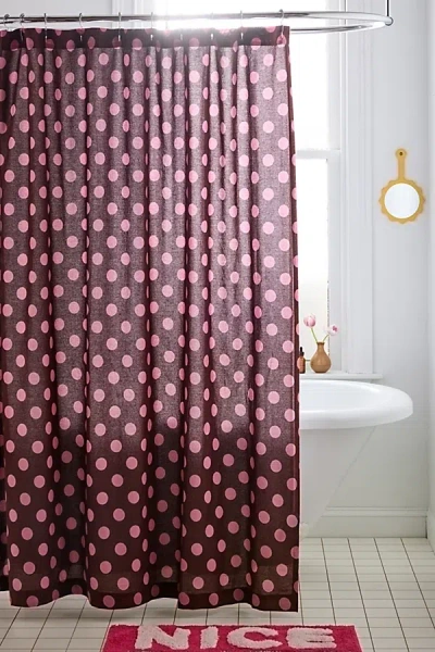 Urban Outfitters Polka Dot Patterned Shower Curtain In Bitter Chocolate/tulle At  In Red