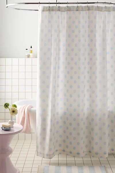 Urban Outfitters Polka Dot Patterned Shower Curtain In Blue At