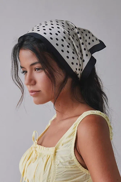 Urban Outfitters Polka Dot Satin Headscarf In Black, Women's At