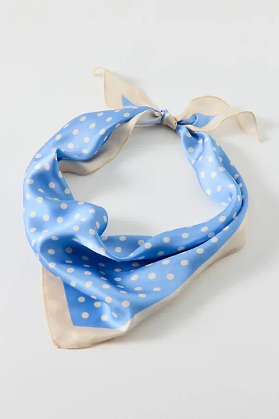 Urban Outfitters Polka Dot Satin Headscarf In Blue Polka Dot, Women's At