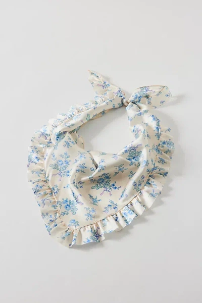 Urban Outfitters Polka Dot Satin Headscarf In Stone Blue, Women's At  In White