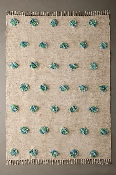 Urban Outfitters Polka Dot Shaggy Tufted & Woven Rug In Blue At