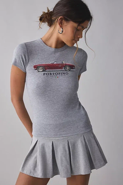 Urban Outfitters Portofino Italia Graphic Baby Tee In Grey, Women's At