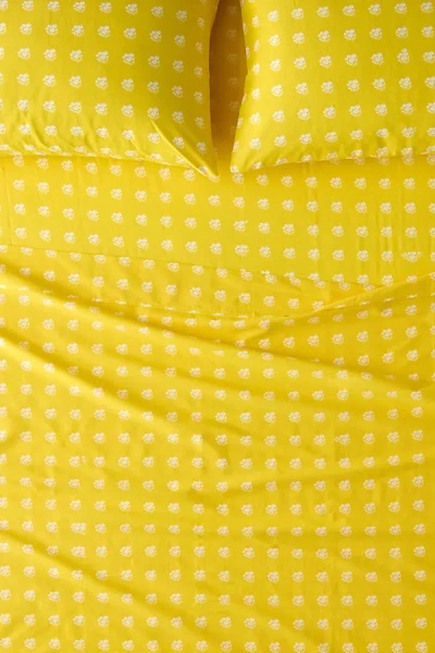 Urban Outfitters Posies On Yellow Brushed Cotton Sheet Set In Yellow At