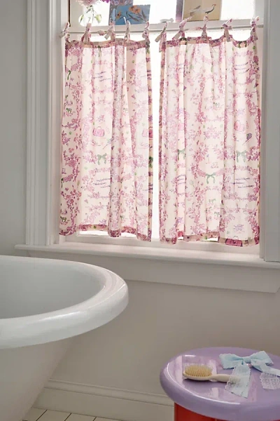 Urban Outfitters Preppy Toile Patterned Café Curtain Set In Pink At