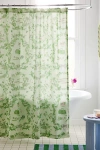 Urban Outfitters Preppy Toile Patterned Shower Curtain In Green At