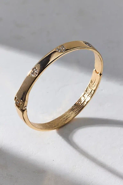 Urban Outfitters Pricilla Rhinestone Heart Bangle Bracelet In Gold, Women's At
