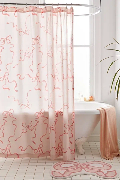 Urban Outfitters Printed Bows Shower Curtain In Ballet Slipper Pink At  In Multi