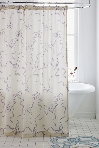 Urban Outfitters Printed Bows Shower Curtain In Blue At