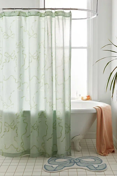 Urban Outfitters Printed Bows Shower Curtain In Sage At  In Sage