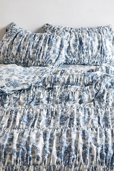Urban Outfitters Printed Cinched Core Duvet Cover In Blue At