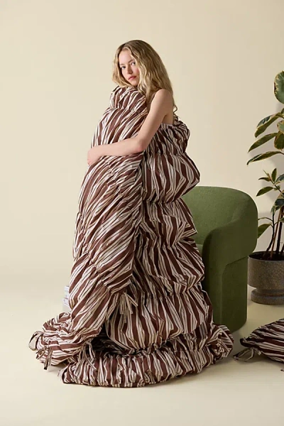 Urban Outfitters Printed Cinched Core Duvet Cover In Bondi Stripe At  In Brown