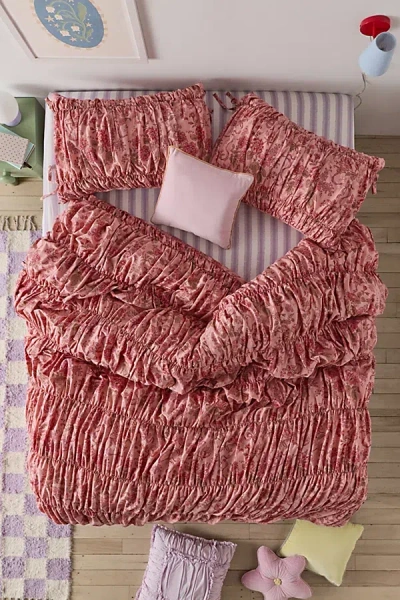 Urban Outfitters Printed Cinched Core Duvet Cover In Catlyn Floral At  In Pink