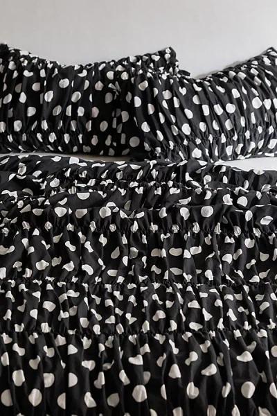 Urban Outfitters Printed Cinched Core Duvet Cover In Polka Dot At  In Black
