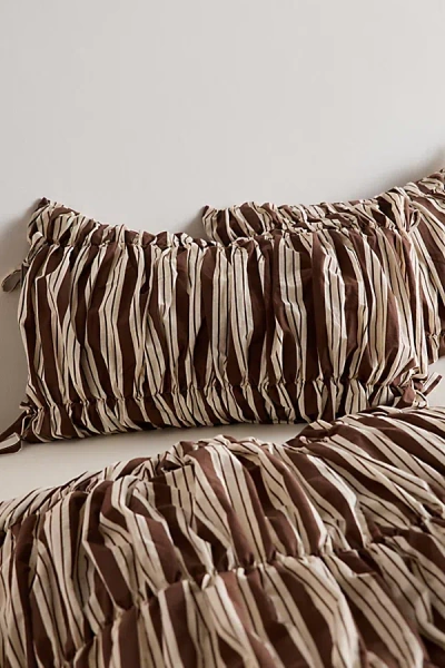 Urban Outfitters Printed Cinched Core Sham Set In Bondi Stripe At  In Brown