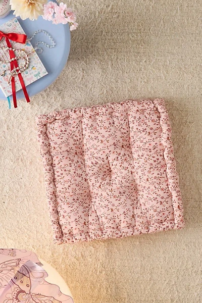Urban Outfitters Printed Puffy Tufted Floor Pillow In Pink Clarissa Vine Floral At