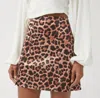 Urban Outfitters Printed Satin Notched Mini Skirt In Leopard In Animal Print