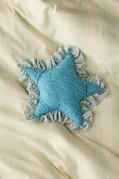 Urban Outfitters Printed Star Shape Ruffle Throw Pillow In Blue At