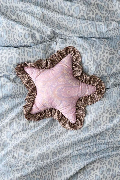 Urban Outfitters Printed Star Shape Ruffle Throw Pillow In Paisley Cheetah At  In Pink