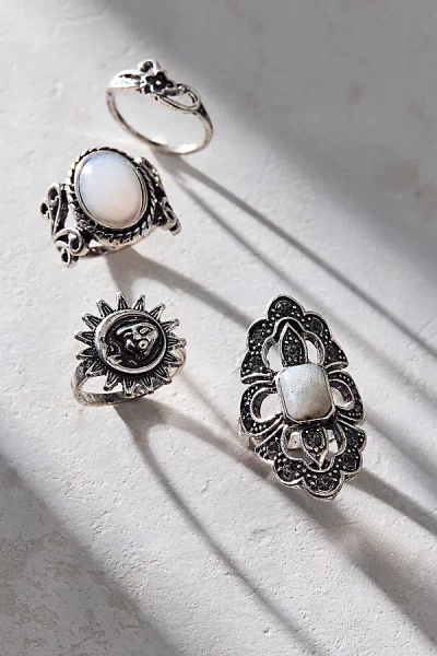 Urban Outfitters Protector Boho Ring Set In Silver, Women's At