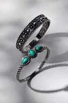 Urban Outfitters Protector Boho Turquoise Bangle Bracelet Set In Silver, Women's At  In Metallic