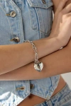 Urban Outfitters Puffy Heart Charm Bracelet In Silver, Women's At  In Silver