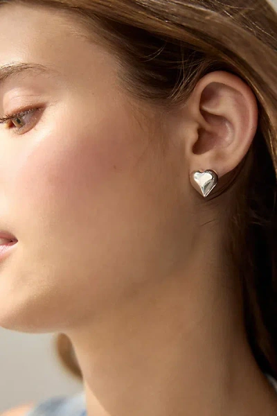 Urban Outfitters Puffy Heart Earring In Silver, Women's At