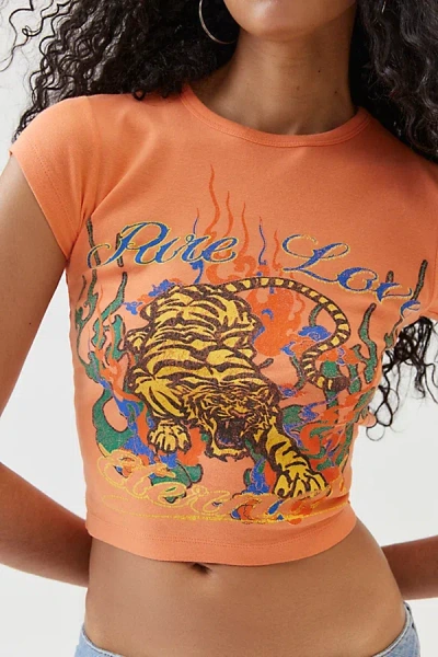 Urban Outfitters Pure Love Tiger Baby Tee In Orange, Women's At