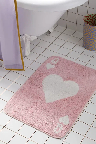 Urban Outfitters Queen Of Hearts Bath Mat In Pink At