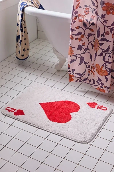 Urban Outfitters Queen Of Hearts Bath Mat In White At