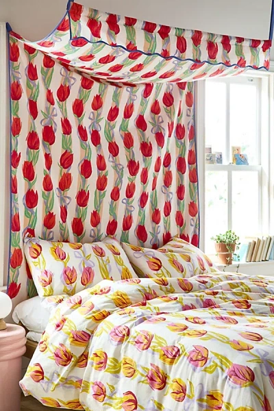 Urban Outfitters Quinn Cotton Canopy Headboard In Red At