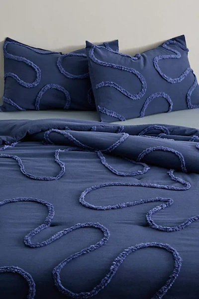 Urban Outfitters Quinn Wiggle Tufted Comforter In Blue At