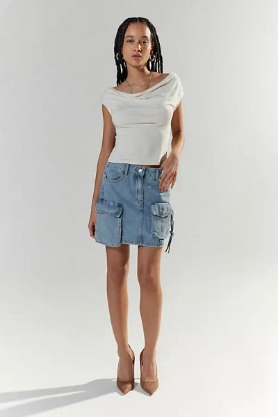 Urban Outfitters Rare London Denim Cargo Mini Skirt In Tinted Denim, Women's At