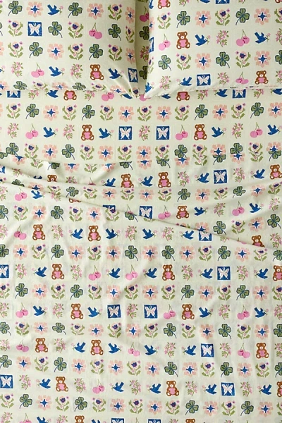 Urban Outfitters Raya Icon Patterned Sheet Set In Mint At  In Multi