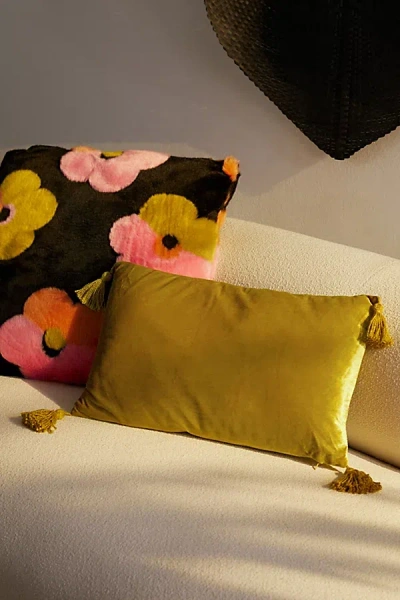 Urban Outfitters Raya Velvet Throw Pillow In Yellow