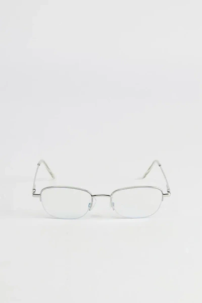 Urban Outfitters Rectangle Blue Light Glasses In Silver, Men's At