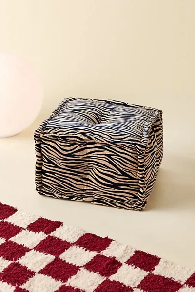 Urban Outfitters Reema Printed Upholstered Bean Bag Ottoman In Zebra At  In Brown