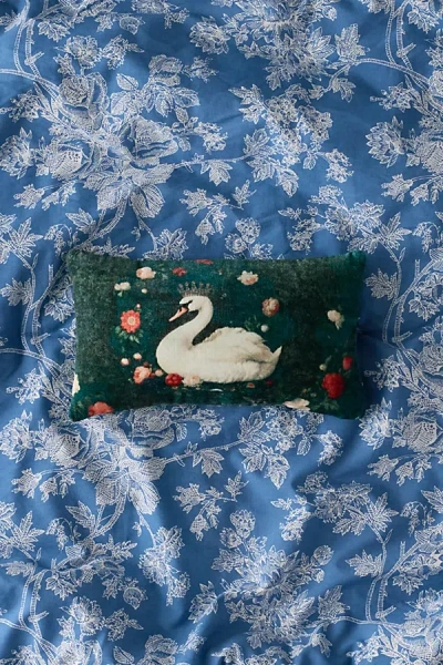 Urban Outfitters Renaissance Critters Velvet Throw Pillow In Bolster Swan At  In Multi