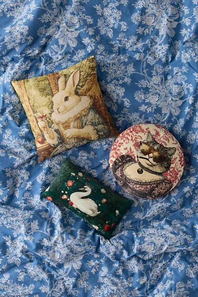 Urban Outfitters Renaissance Critters Velvet Throw Pillow In Round Cat At  In Multi